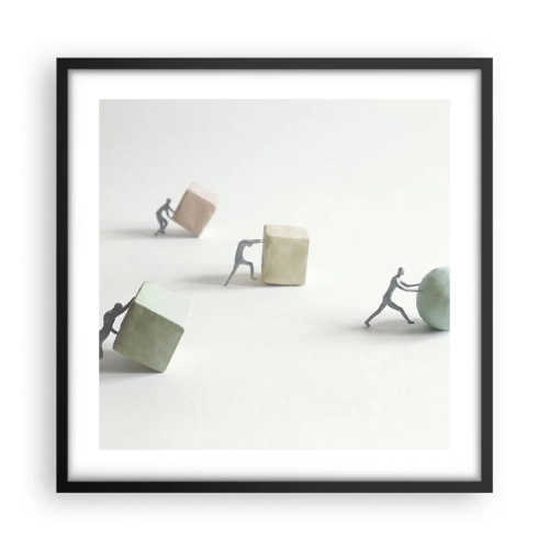 Affisch i svart ram - Livet leker - 50x50 cm