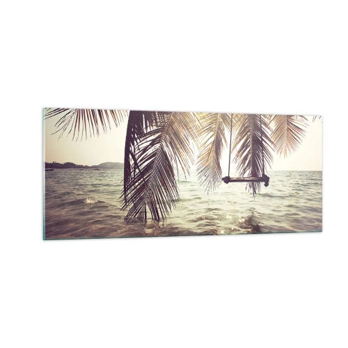 Glastavla - Bild på glas - Gunga i molnen hur mycket du vill - 100x40 cm