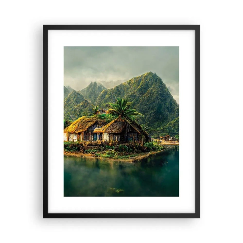 Affisch i svart ram - Tropiskt paradis - 40x50 cm