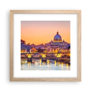 Affisch i ram av ljusek - Solnedgången över Den eviga staden - 30x30 cm
