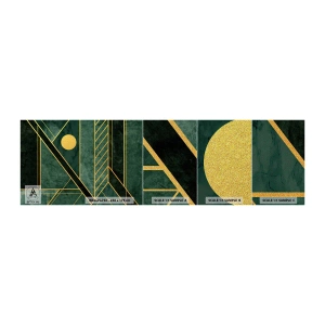 Provbit av fototapet Premium Sand - Dynamik av guld och azurblå - Abstraktion, Bit, Geometriskt mönster - 100x30 cm