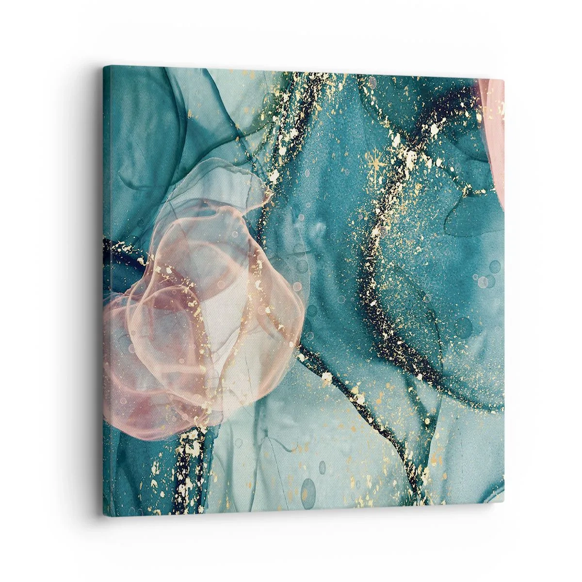 Canvastavla - Bild på duk - Sidenblå, tyllrosa - 30x30 cm