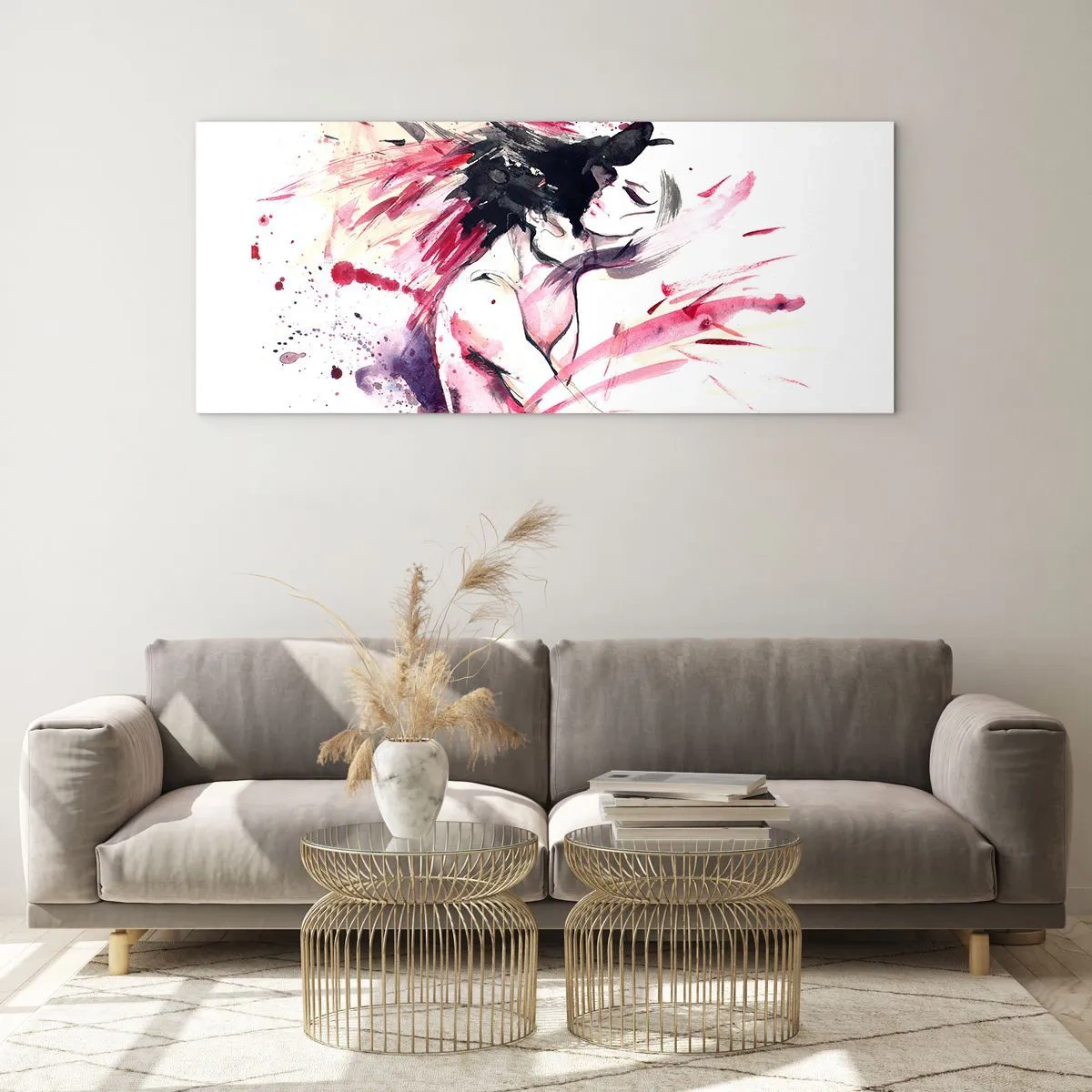 Glastavla - Bild på glas - Kärleksfull uppfyllelse - 90x30 cm