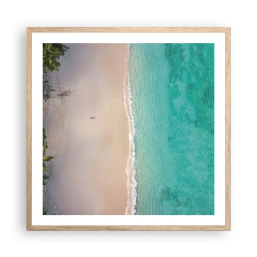 Affisch i ram av ljusek - En strand i paradiset - 60x60 cm