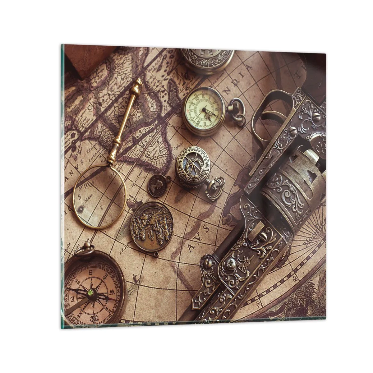 Glastavla - Bild på glas - Äventyret kallar - 60x60 cm