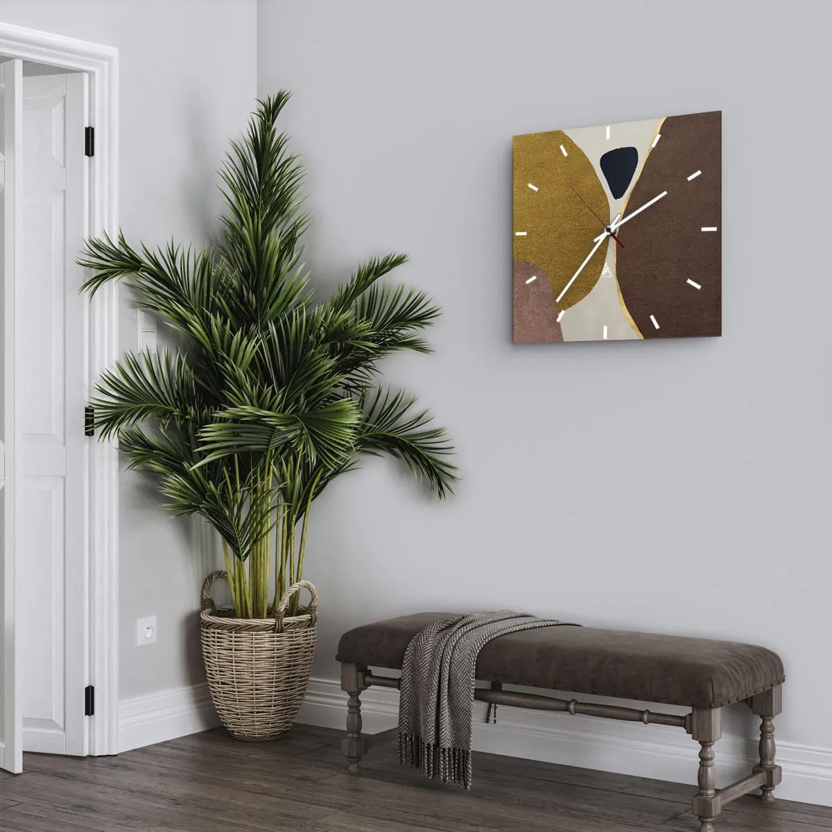 Väggklocka - Klocka på glas - Abstraktion - en plats i rymden - 40x40 cm