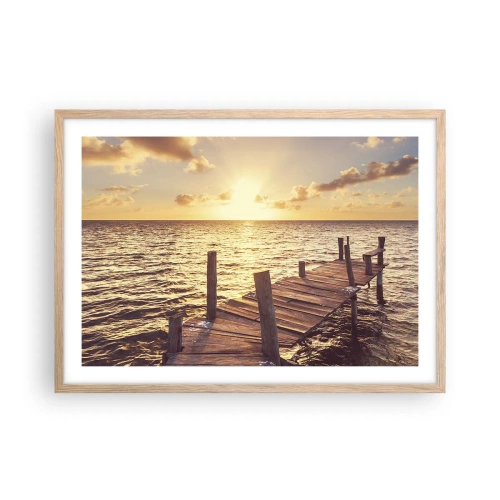 Affisch i ram av ljusek - Gyllene mildhetslandskap - 70x50 cm