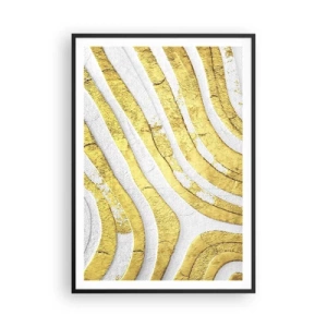 Affisch i svart ram - Komposition i vitt och guld - 70x100 cm