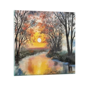 Glastavla - Bild på glas - Höststämning - 50x50 cm