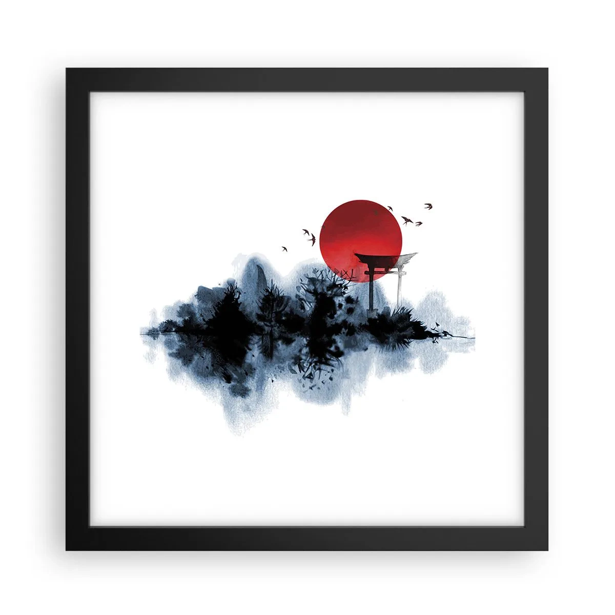 Affisch i svart ram - Japansk utsikt - 30x30 cm