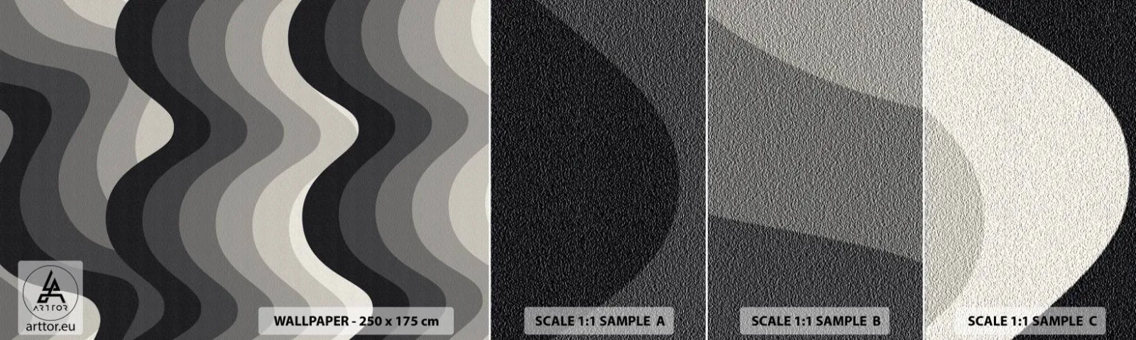 Fototapet Prov Standard Eco - Våg efter våg - Rader, Vågor, Abstraktion - 100x30 cm
