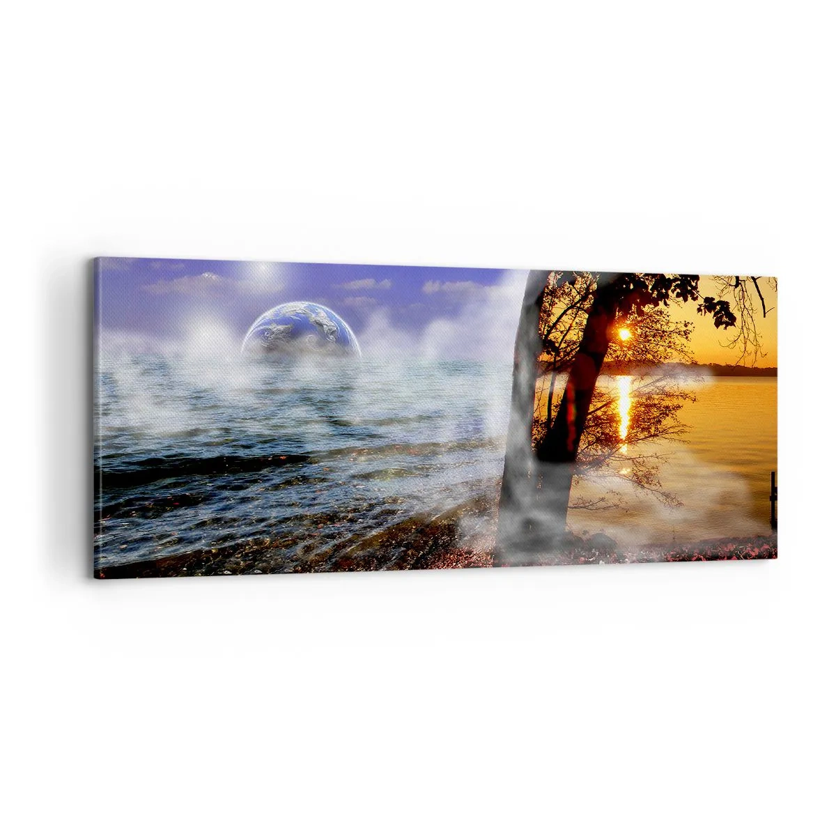 Canvastavla - Bild på duk - Surrealistiskt landskap - naturens enighet - 100x40 cm