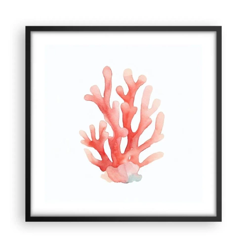 Affisch i svart ram - Korallfärgad korall - 50x50 cm