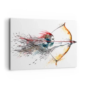Canvastavla - Bild på duk - Mytomspunnen kämpe med brinnande båge - 100x70 cm