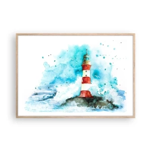 Affisch i ram av ljusek - Elementens enhet - 100x70 cm