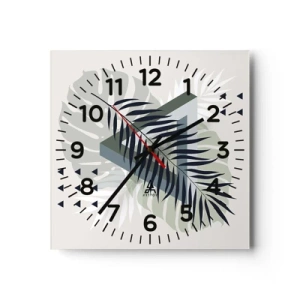 Väggklocka - Klocka på glas - Natur och geometri – två ordningar? - 30x30 cm