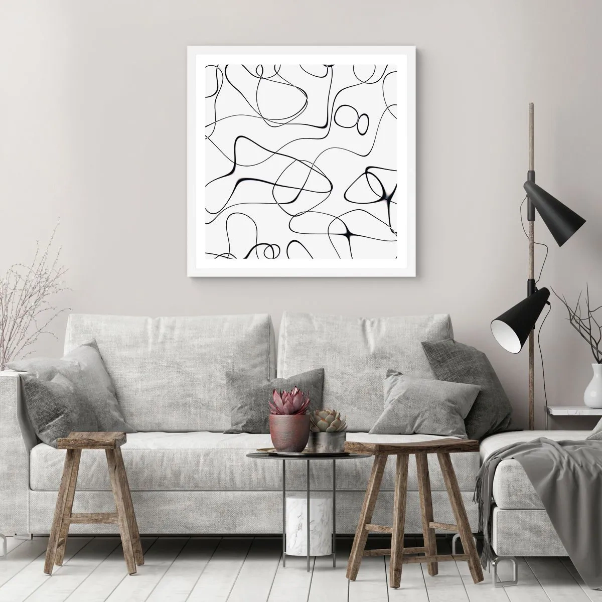 Affisch i vit ram - Livets stigar, ödets tur - 50x50 cm