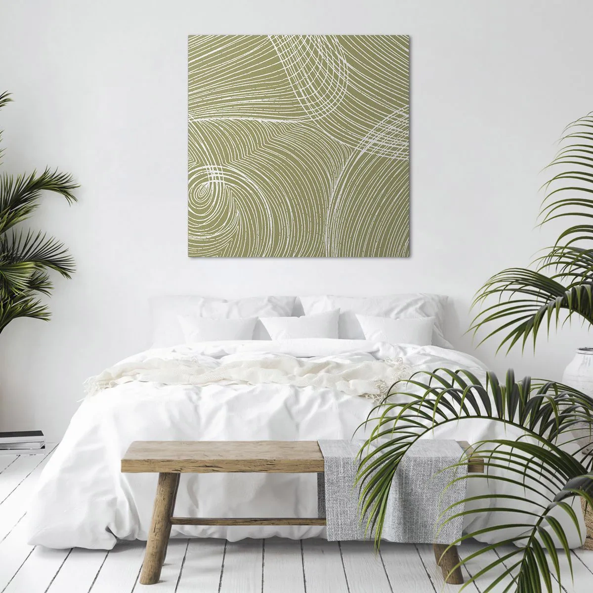 Canvastavla - Bild på duk - Intrikat abstraktion i vitt - 60x60 cm