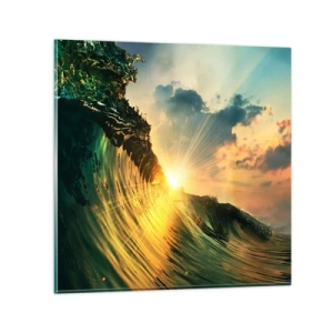 Glastavla - Bild på glas - Surfare, var är du? - 50x50 cm