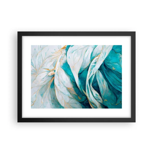 Affisch i svart ram - Blå abstraktion med guldmotiv - 40x30 cm