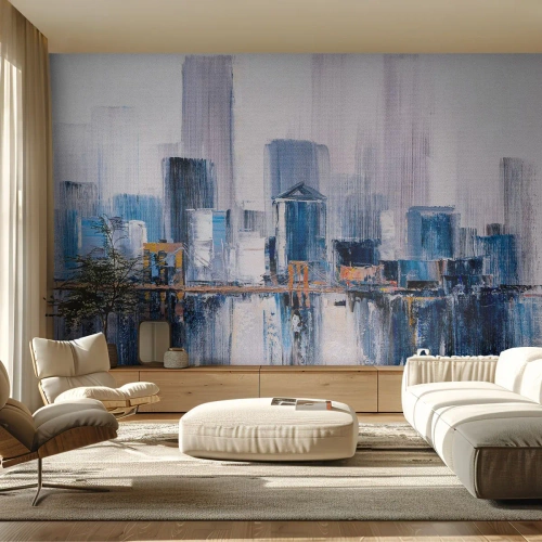 Fototapet Premium Sand - New York-impression - Byggnader, Bit, Målning - 450x315 cm