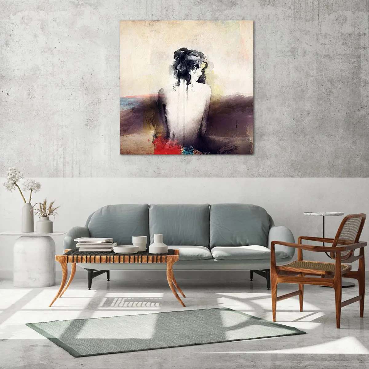 Glastavla - Bild på glas - Moderata linjer, ovala former - 60x60 cm