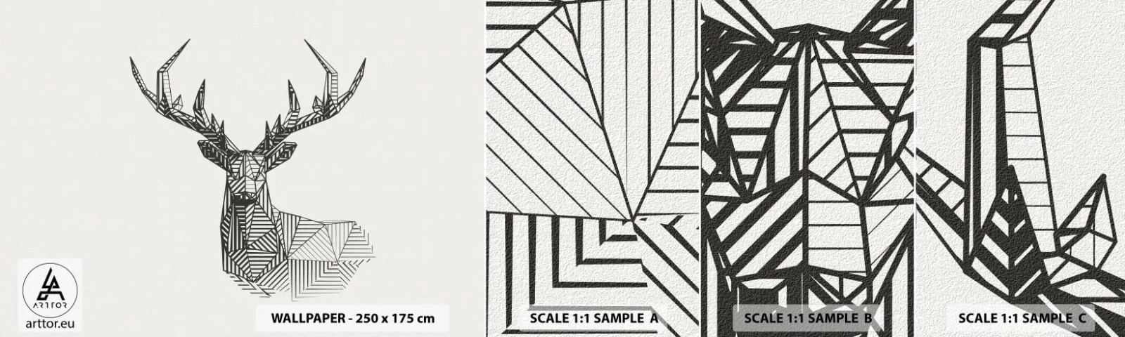 Fototapet Prov Standard Eco - Hjort i kubistisk stil - Abstraktion, Rådjur, Djur - 100x30 cm