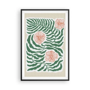 Affisch i svart ram - Blommande i grönt - 61x91 cm