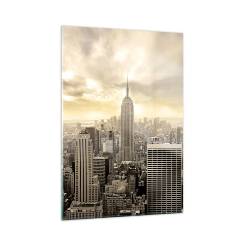 Glastavla - Bild på glas - New York i grånyanser - 50x70 cm