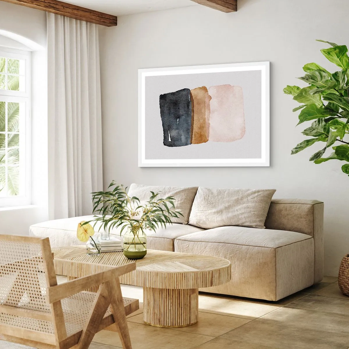 Affisch i vit ram - Komposition av jordens färger - 91x61 cm