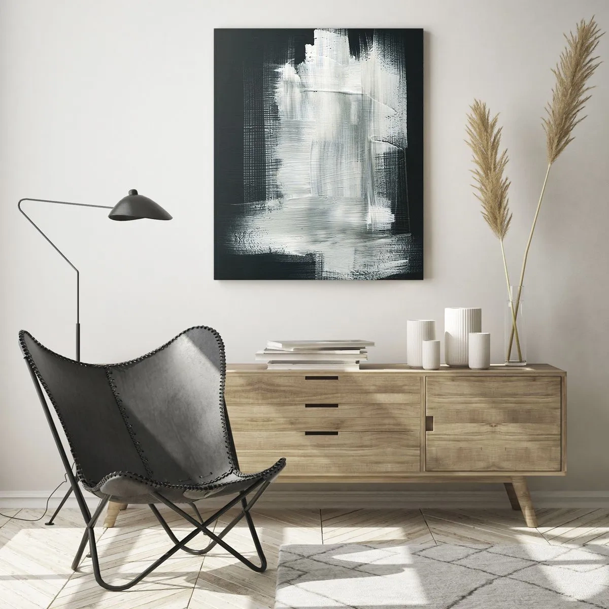 Glastavla - Bild på glas - Vävd av det vertikala och horisontella - 50x70 cm