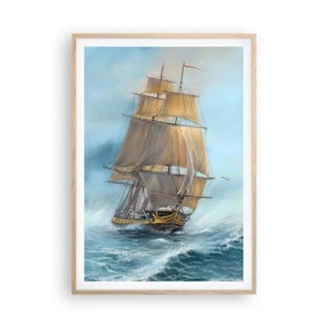 Affisch i ram av ljusek - Vinkande genom vågorna - 70x100 cm