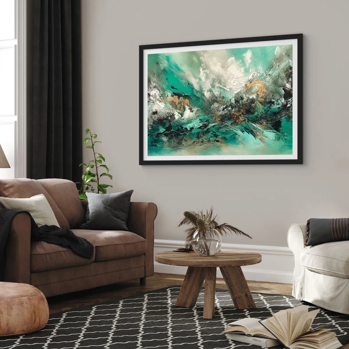 Affisch i svart ram - Smaragdsvart bränna - 70x50 cm