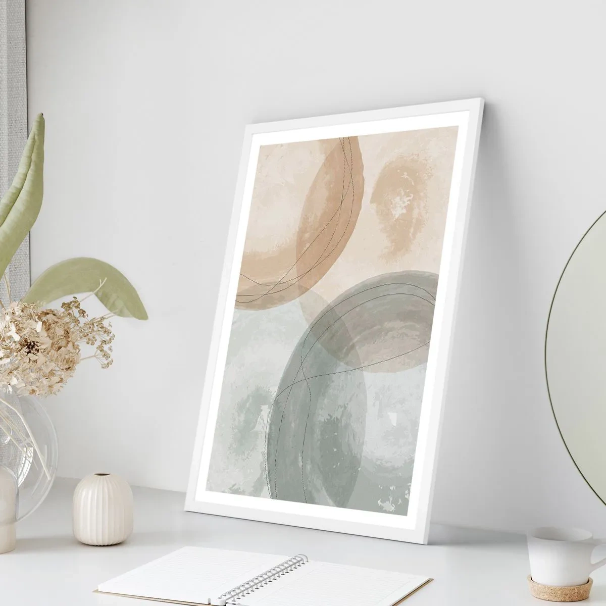 Affisch i vit ram - Världars samspel - 61x91 cm