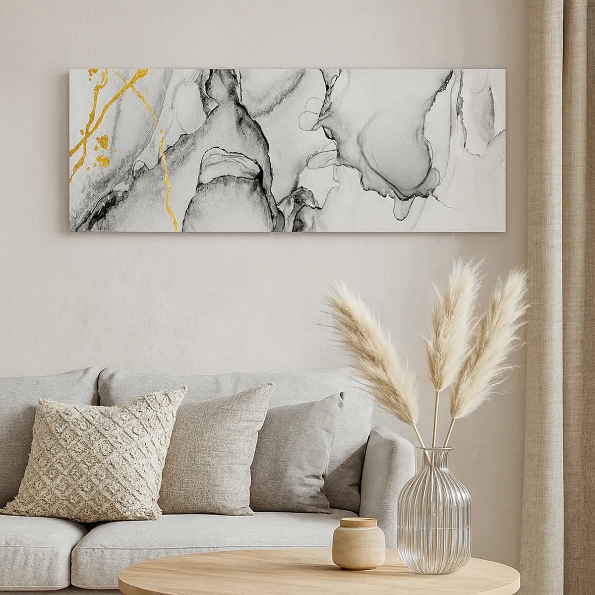 Canvastavla - Bild på duk - Komposition med guldmotiv - 30x30 cm