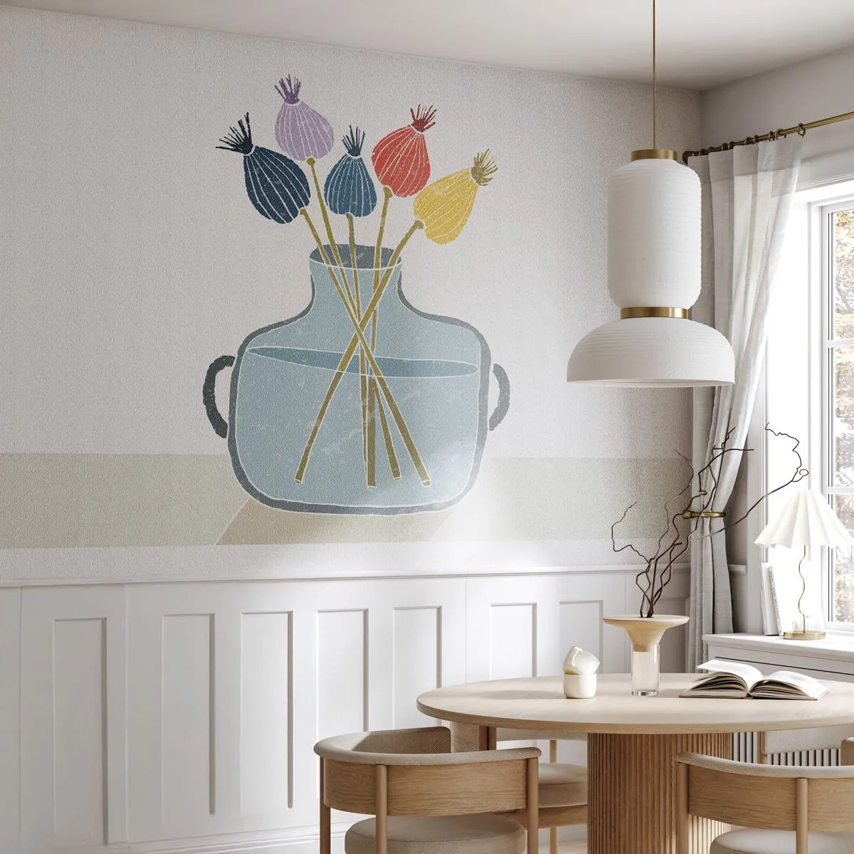 Fototapet Premium Canvas - Vallmovas - Blommor, Vas, Minimalism - 250x175 cm