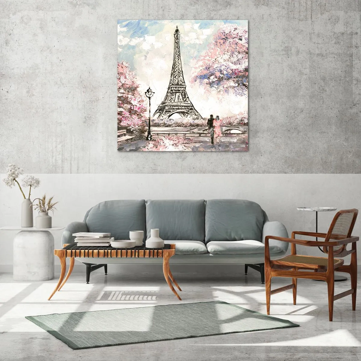 Glastavla - Bild på glas - Aprilpromenad i Paris - 30x30 cm
