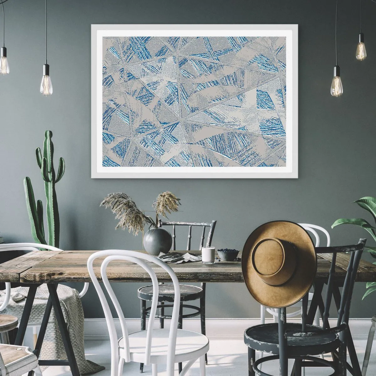 Affisch i vit ram - I en gråblå labyrint - 91x61 cm