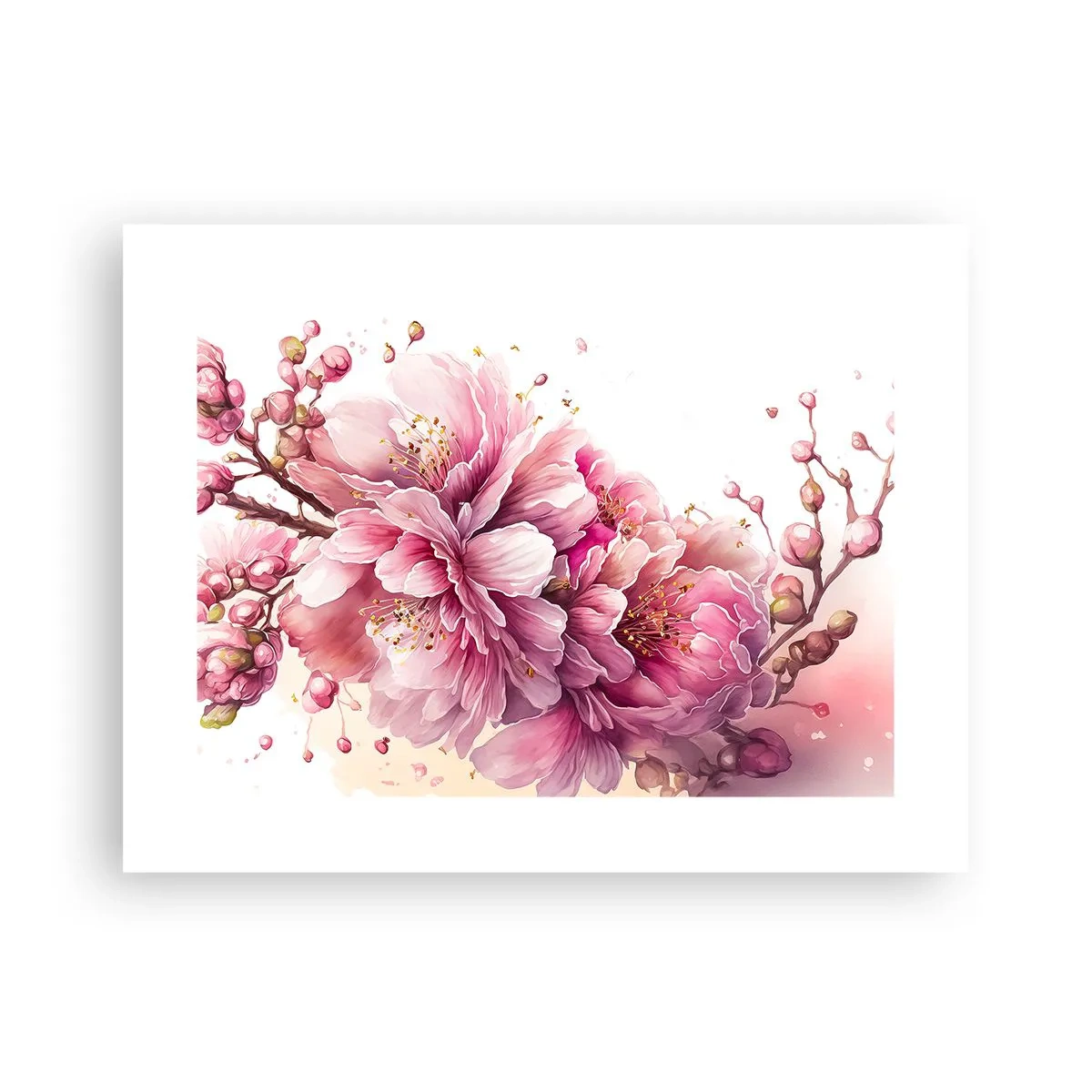 Affisch - Blommande körsbärsblomma - 40x30 cm
