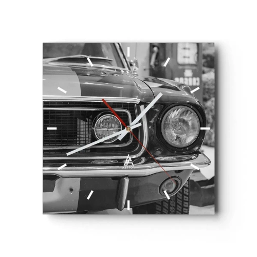 Väggklocka - Klocka på glas - Kör hårt - 30x30 cm