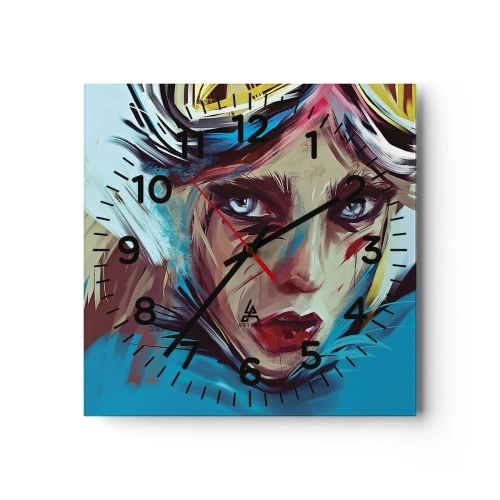 Väggklocka - Klocka på glas - Vägkämpe - 40x40 cm