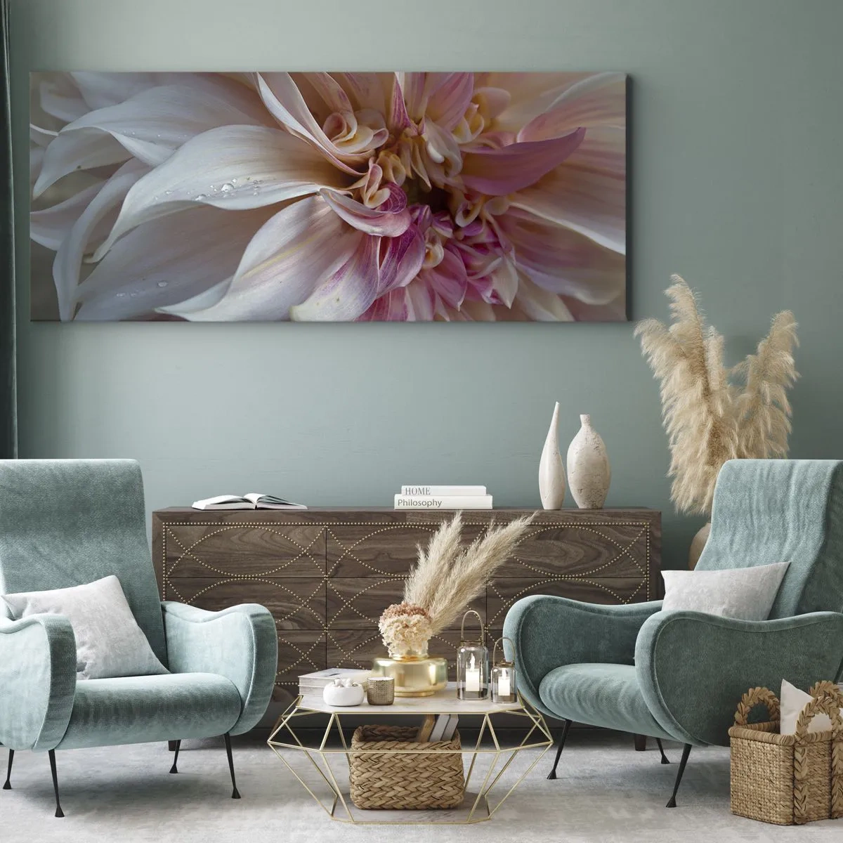 Canvastavla - Bild på duk - Blommande friskhet - 160x50 cm