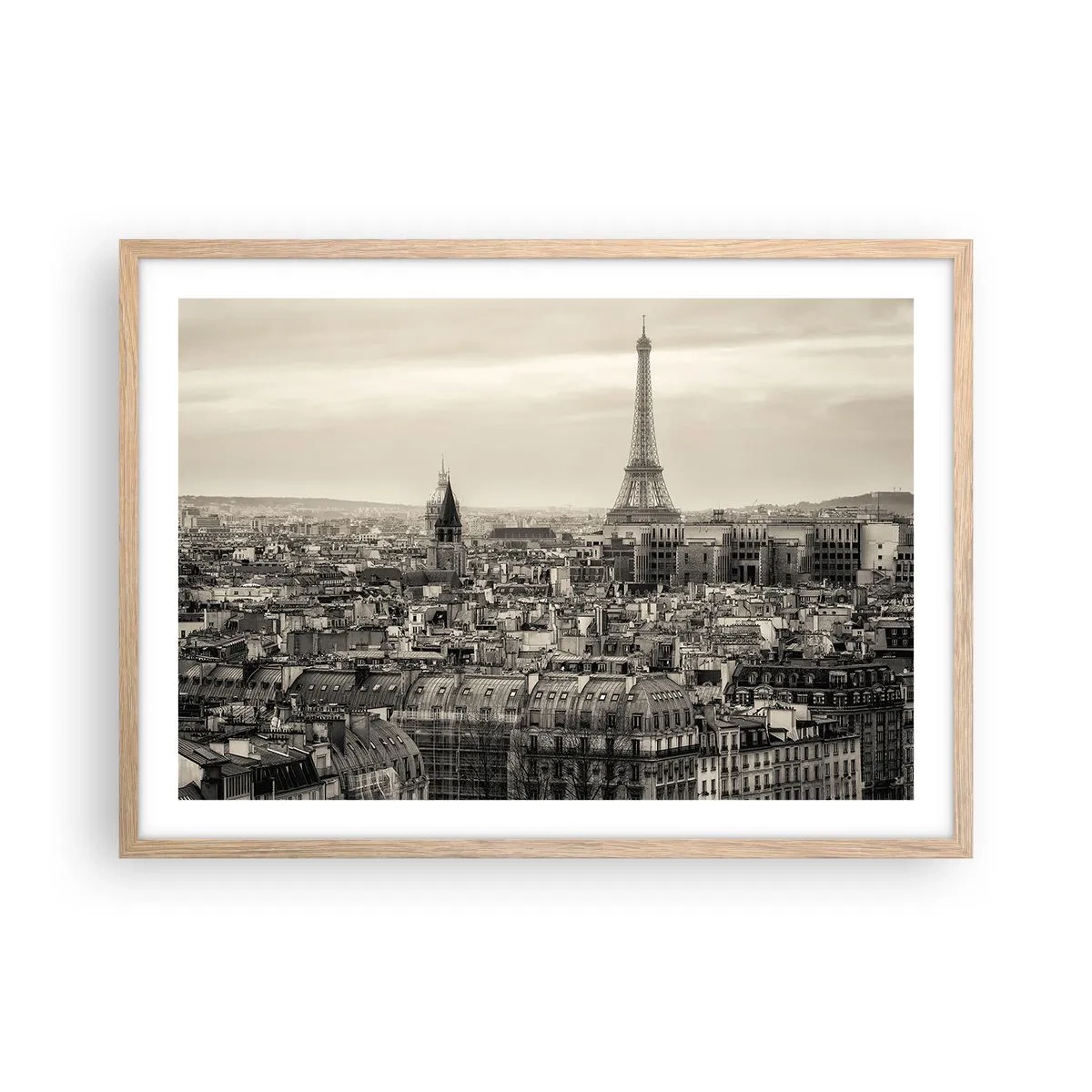 Affisch i ram av ljusek - Över Paris tak - 70x50 cm
