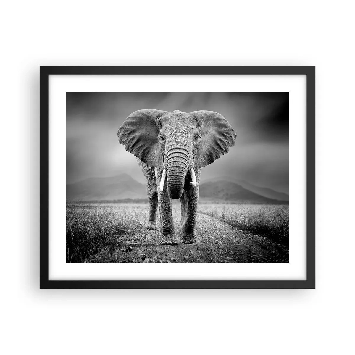 Affisch i svart ram - Värden hälsar välkommen - 50x40 cm