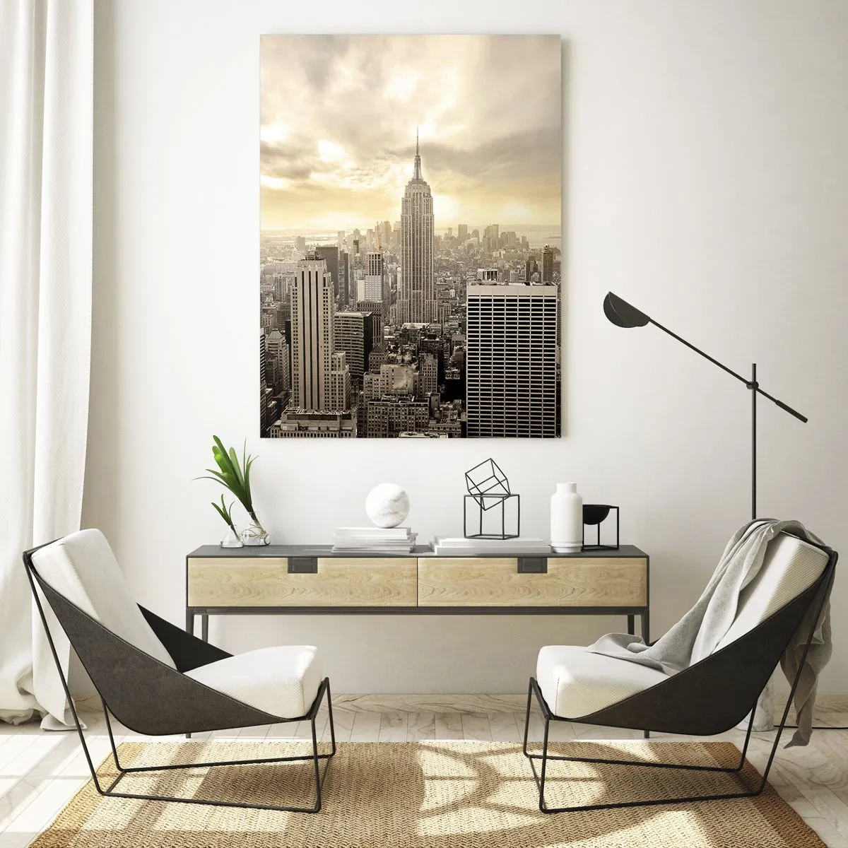 Glastavla - Bild på glas - New York i grånyanser - 50x70 cm