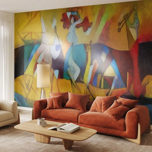 Fototapet Premium Sand - Sol - liv -glädje - Djur, Afrika, Kubism - 100x70 cm