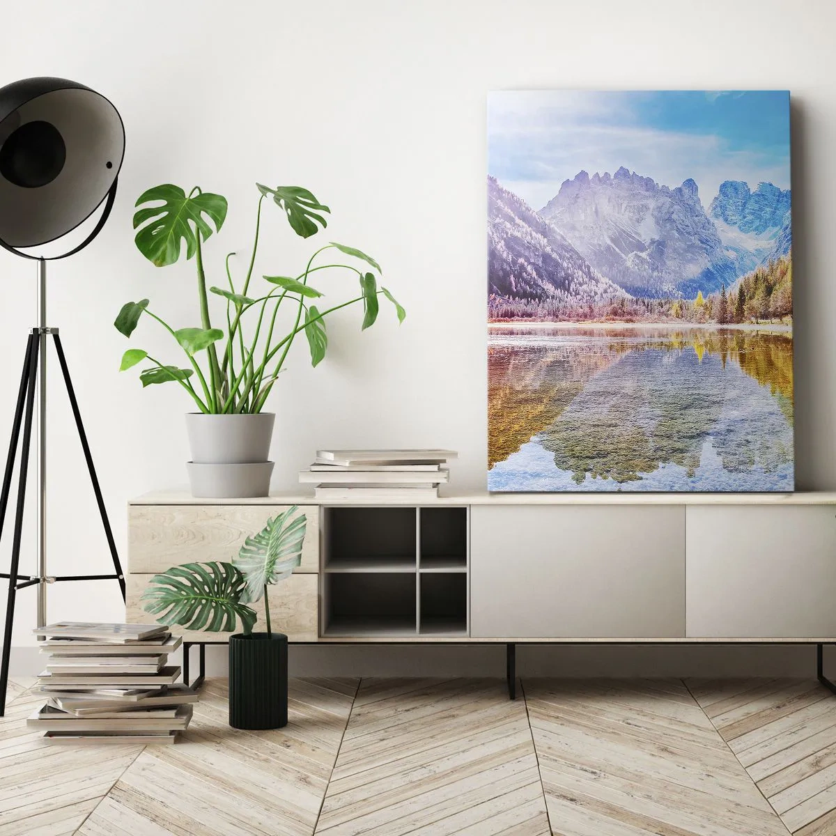 Canvastavla - Bild på duk - Det är redan höst i fjällen - 65x120 cm