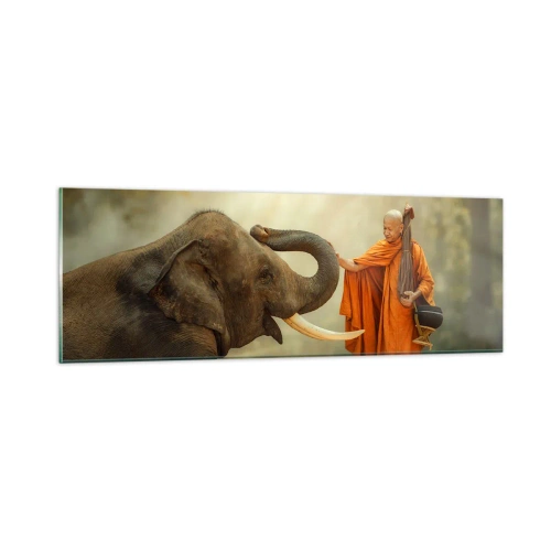 Glastavla - Bild på glas - Ett möte under resan - 90x30 cm