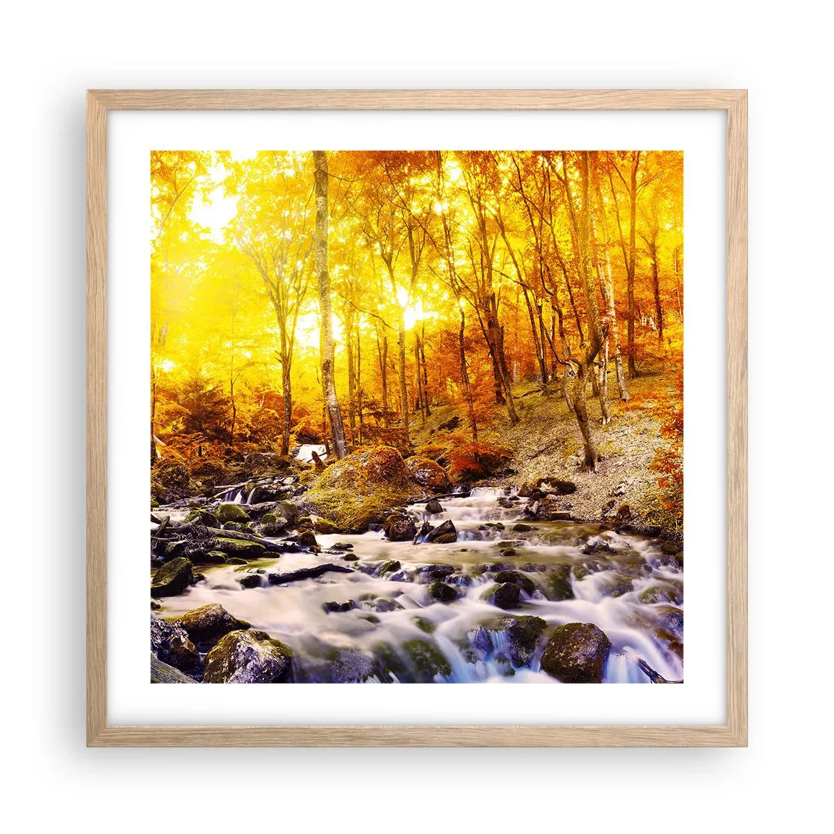 Affisch i ram av ljusek - Stenar infattade i guld och platina - 50x50 cm