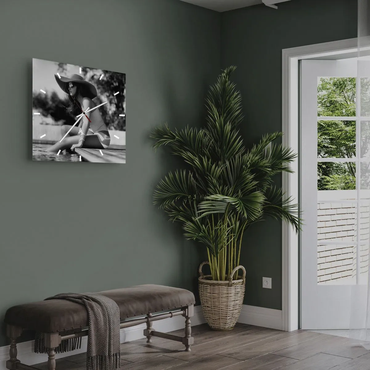 Väggklocka - Klocka på glas - En sommardröm - 40x40 cm